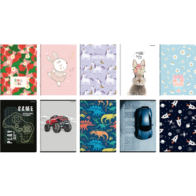 Szeroki wybór okładek oferuje każdemu uczniowi coś odpowiedniego.