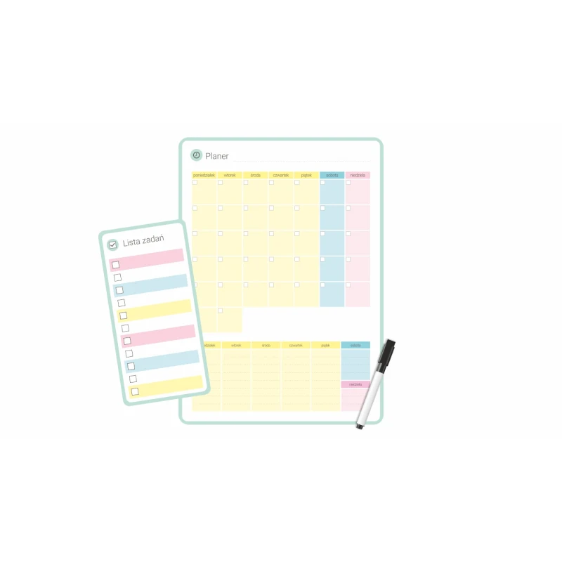 Planer magnetyczny pastelowy komplet miesięczny i lista zakupów + marker PMP-01 Biurfol