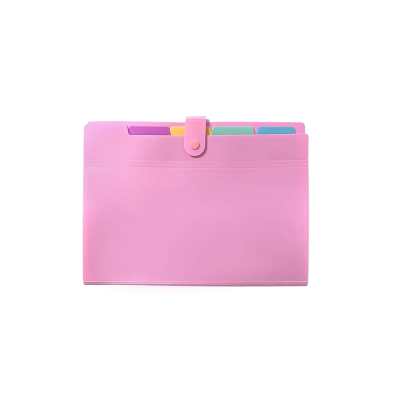 Teczka harmonijkowa 5 przegródek pastel różowy A4 PP BIURFOL THP-A4-01