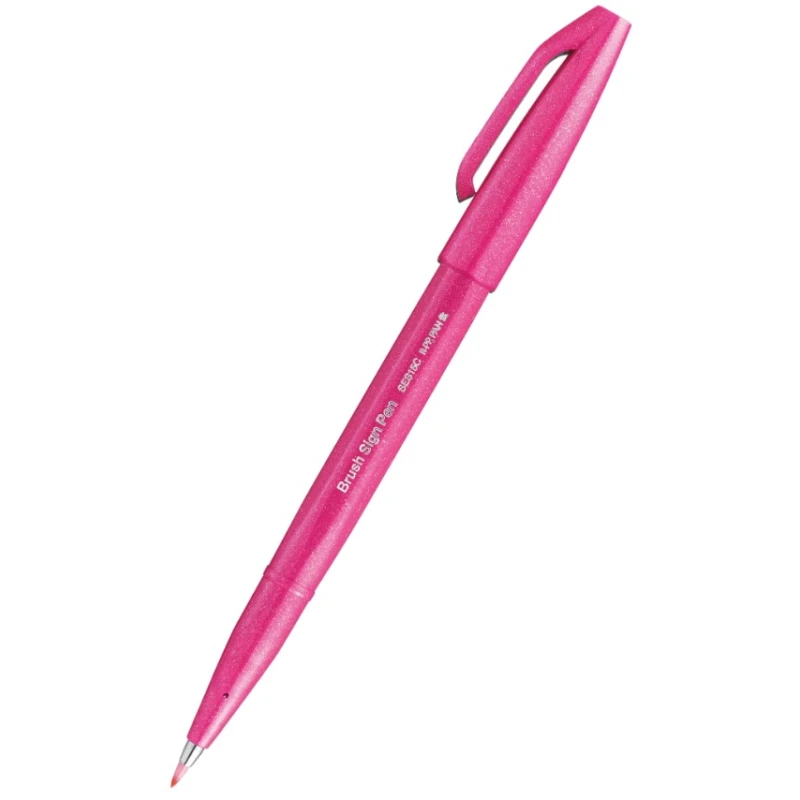 PISAK PĘDZELEK DO KALIGRAFII I LITERNICTWA PENTEL BRUSH SIGN PEN RÓŻOWY SES15C-P