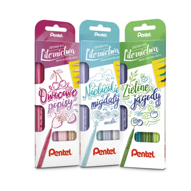 ZESTAW OWOCOWE POPISY + NIEBIESKIE POPISY+ZIELONE JAGODY PLUS GRATIS PASTELE 12 KOL PENTEL
