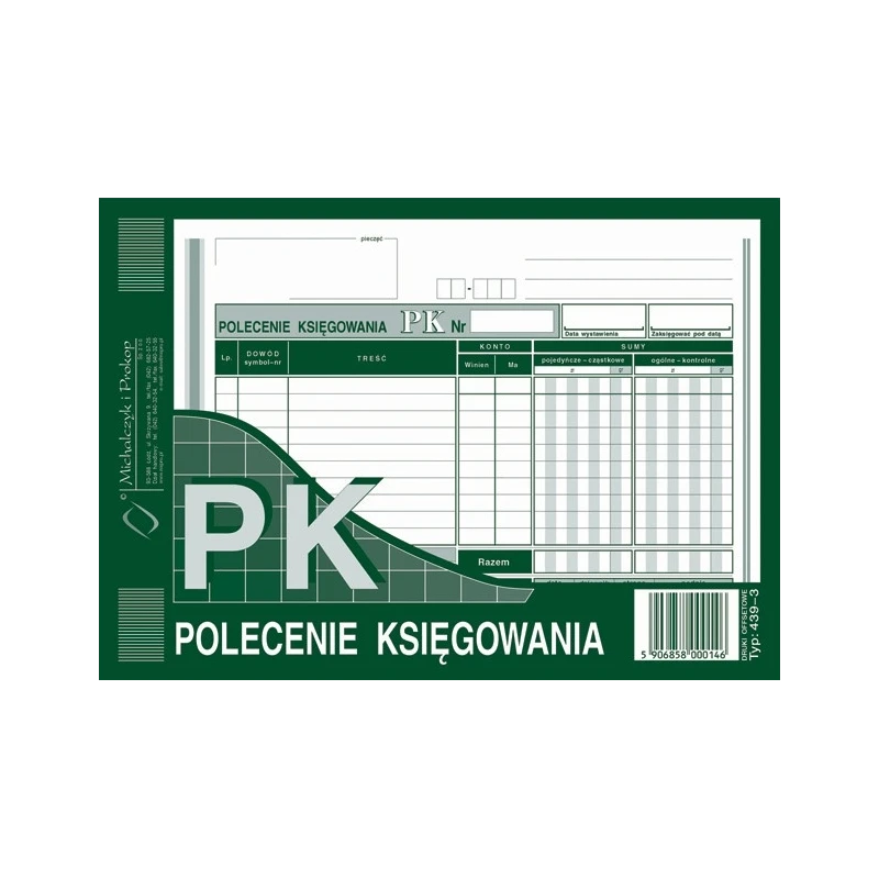 439-3 PK POLECENIE KSIĘGOWANIA A5OFFSET 