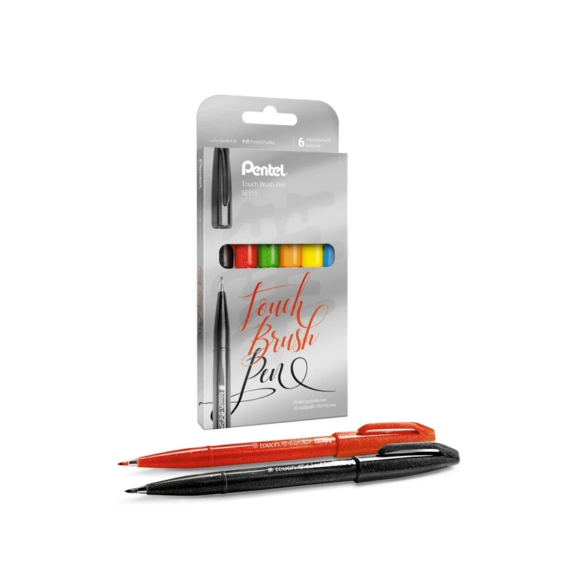 PISAK PĘDZELKOWE TOUCH BRUSH PEN KPL 6 SES15 PENTEL