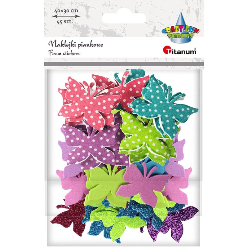 NAKLEJKI MOTYLE PIANKOWE 45SZT  SAMOPPRZYLEPNE 472180 TITANUM