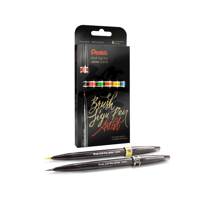 PISAKI BRUSH PEN  SIGN ARTIST KPL 6SZT SESF30 PENTEL