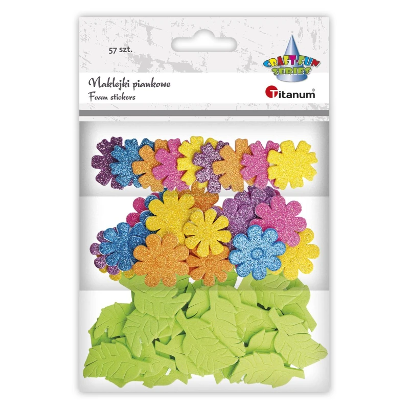 NAKLEJKI PIANKOWE KWIATY LIŚCIE 57SZT TITANUM 472585