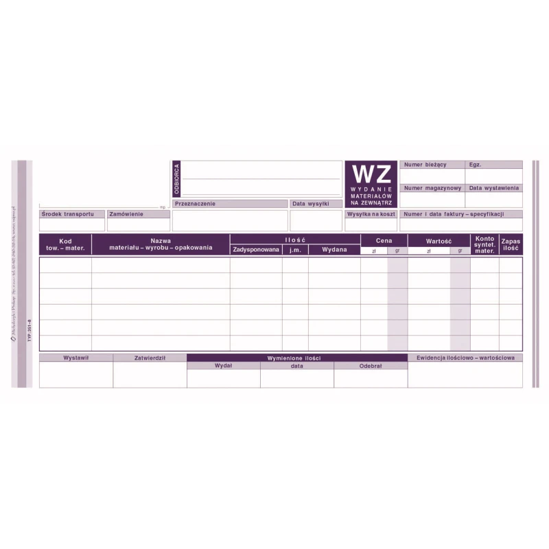 WYDANIE MATERIAŁÓW NA ZEWNĄTRZ 1/3 A4 WIELOKOPIA 80K 351-8