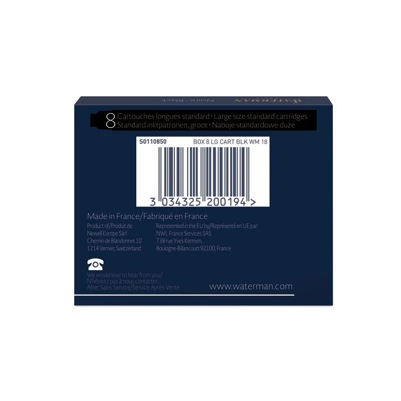 NABOJE DO PIÓRA WATERMAN CZARNE op-8szt