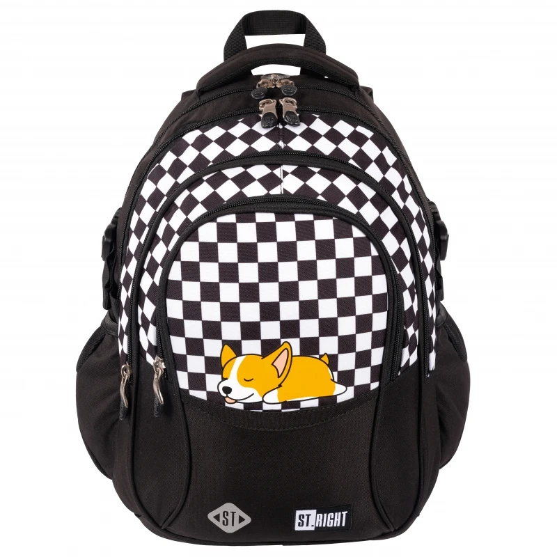 Plecak szkolny 4-komorowy STRIGHT BP-01 SLEEPY CORGI Majewski