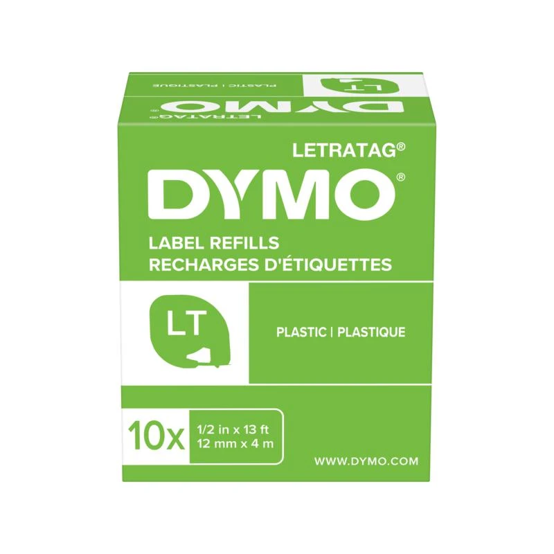 TAŚMA DYMO LETRA TAG PLASTIKOWA 12mm x 4m BIAŁA  S0721560 59422