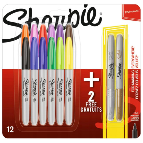 Zestaw Sharpie Fine Markery Permanentne 12+2