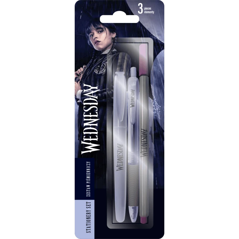 ZESTAW PIŚMIENNICZY WEDNESDAY 3 ELEMENTY (DŁUGOPIS, CIENKOPIS, ZAKREŚLACZ)