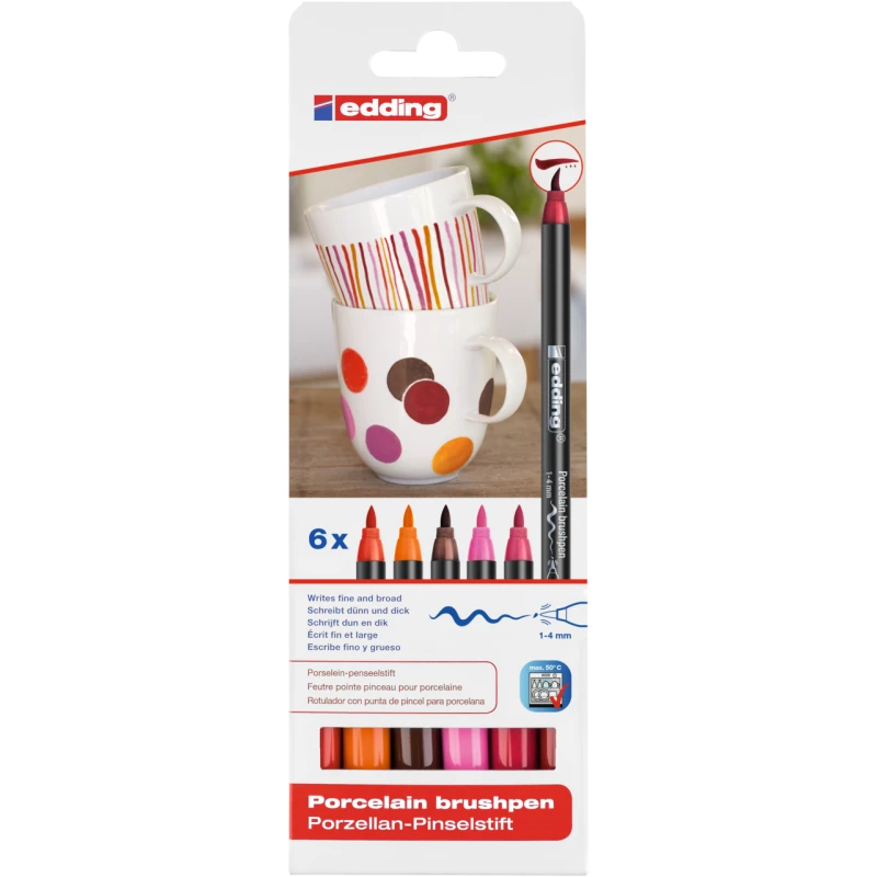 PISAKI EDDING DO POW. CERAMICZNYCH 6KOL CIEPŁYCH + GRATIS DŁUGOPIS BIC