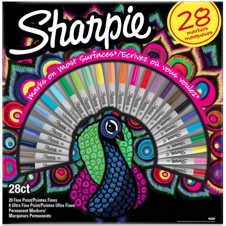 Zestaw Sharpie Fine Markery PERMANENTNE PAW 28 kol