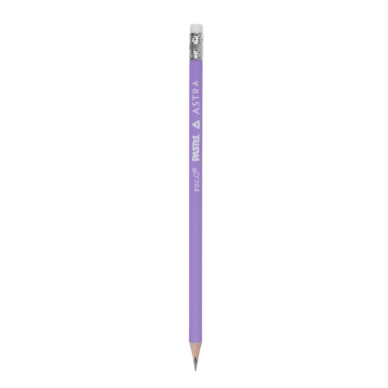 OŁÓWKI GRAFITOWE TRÓJKĄTNE PASTELOWE HB Z MIARKĄ I GUMKĄ ASTRA PASTEL LINE DRUM
