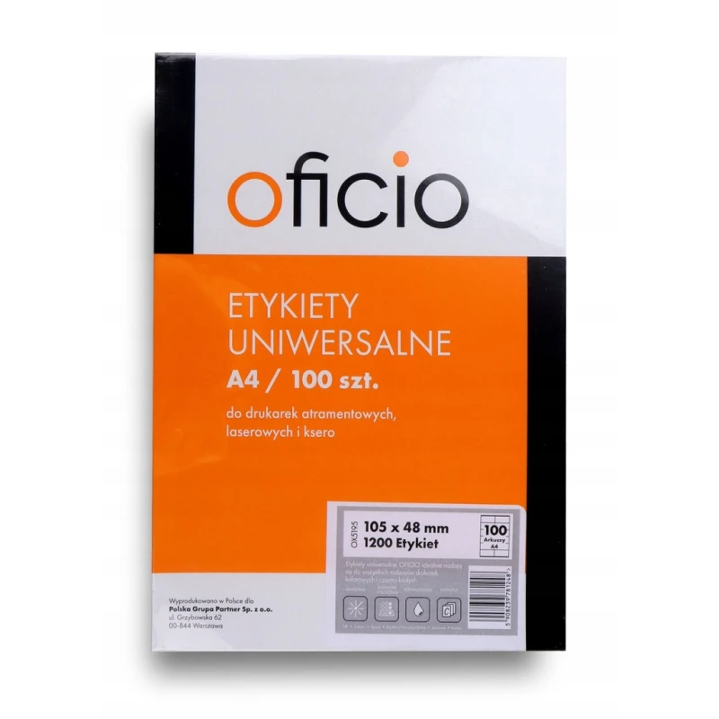 ETYKIETA UNIWERSALNA 105X48/100ARK BIAŁA OFICIO ***23424ID/10548ID* ---KAT.