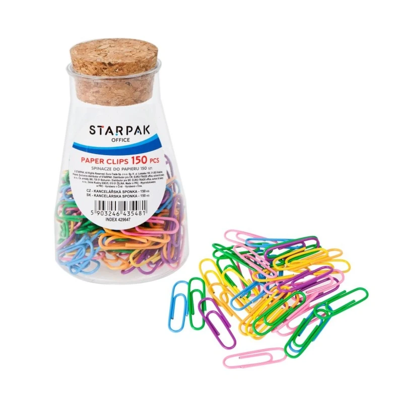Spinacze biurowe kolorowe 150szt. tuba Pastel