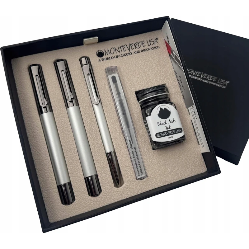 ZESTAW 3+2 RITMA SPECIAL EDITION :PIÓRO WIECZNE, PIÓRO KULKOWE, DŁUGOPIS, ATRAMENT, TŁOCZEK SILVER -F MODEL MV45462