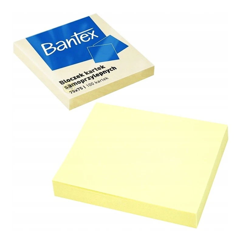 KARTECZKI SAMOPRZYLEPNE ŻÓŁTE  BANTEX 75X75 100K