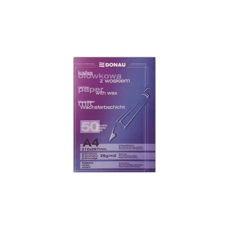 KALKA OŁÓWKOWA DONAU Z WOSKIEM, A4, 50SZT., FIOLETOWA
