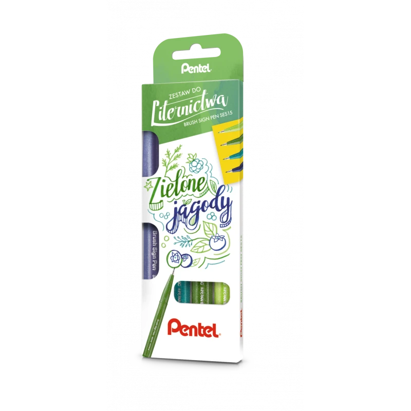 PISAK BRUSH SIGN PEN KPL -4 SZT ZIELONE JAGODY