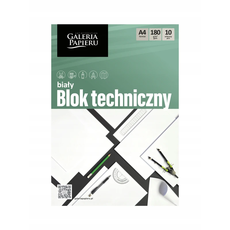 Blok techniczny A4 biały, 10 arkuszy  180 g/m2
258090