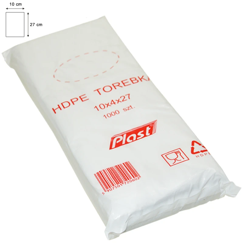TOREBKI FOLIOWE HDPE 10/4X27 (18X27) 1000 SZT. 6 MIC
