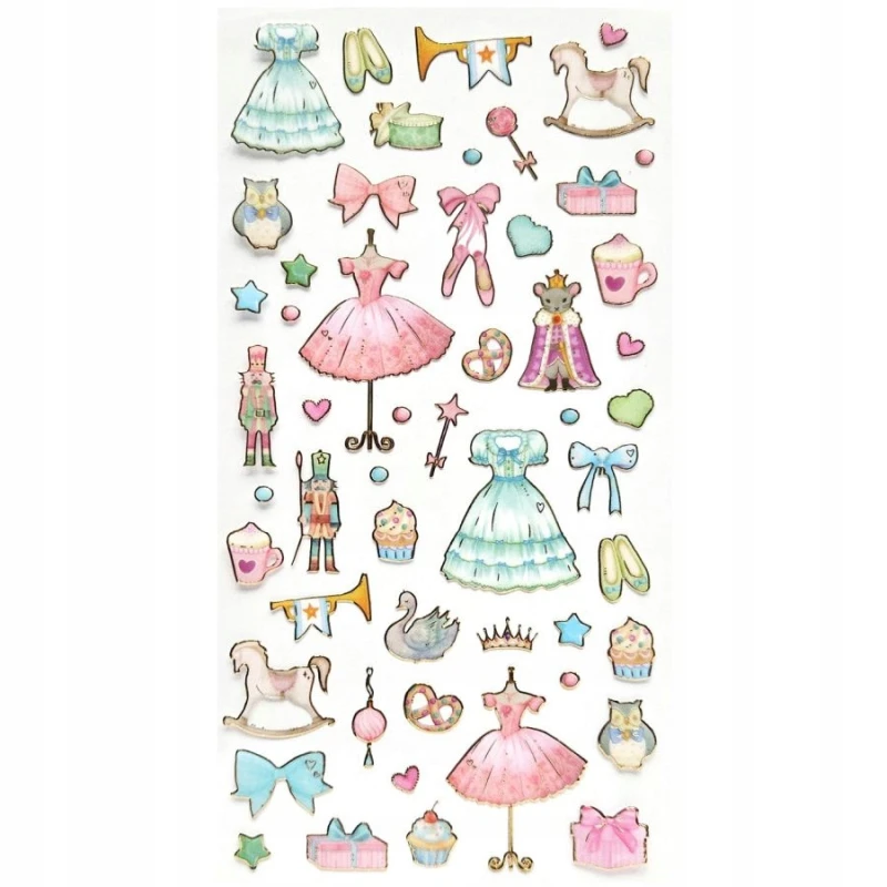 Naklejki Balowe Sukienki, zestaw w pastelowych kolorach - półprodukt 254086