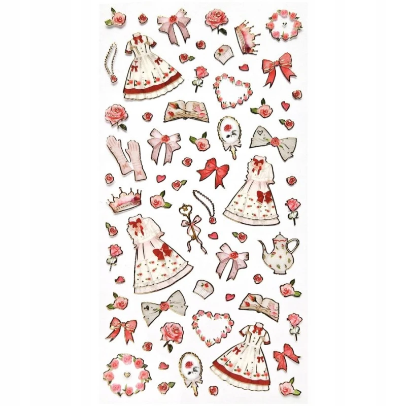 Naklejki Balowe Sukienki, zestaw z różami - półprodukt dekoracyjny 254087