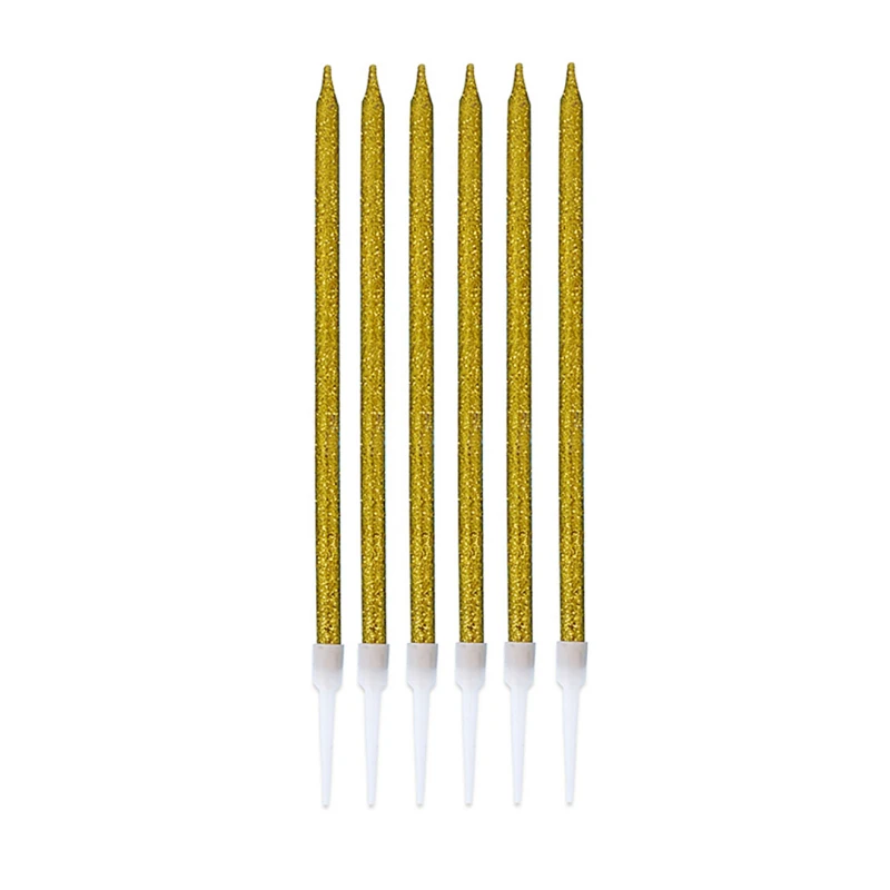 ŚWIECZKI NA TORT 6 SZT, 16,5 CM, ZŁOTE