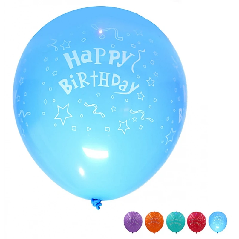 ZESTAW BALONÓW "HAPPY BIRTHDAY" ŚWIECĄCE, 5SZT, 30CM, MIX