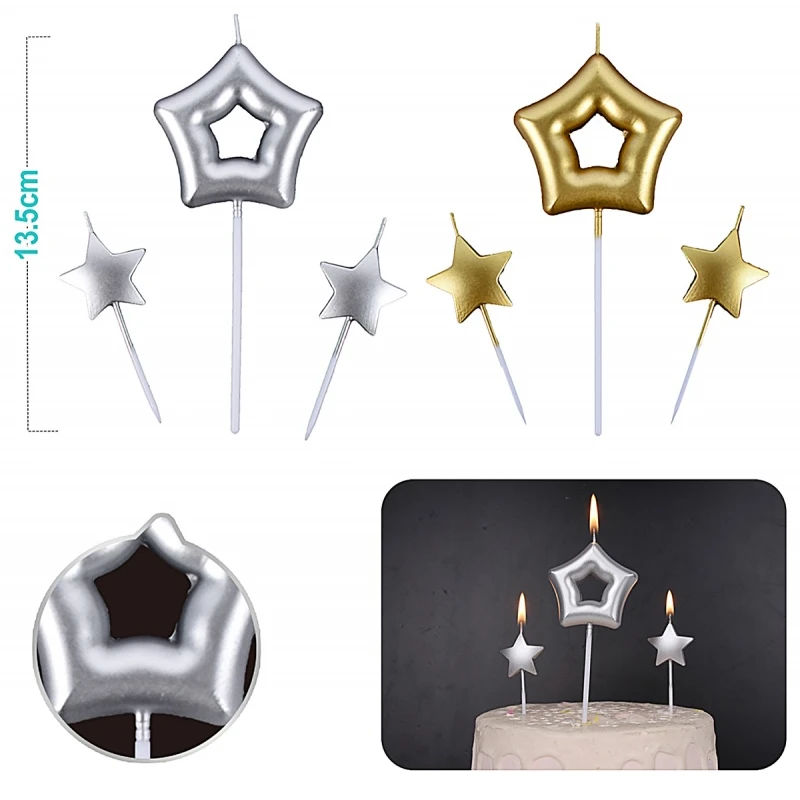 ŚWIECZKI NA TORT, GWIZDKI 3 SZT, 13 CM, MIX