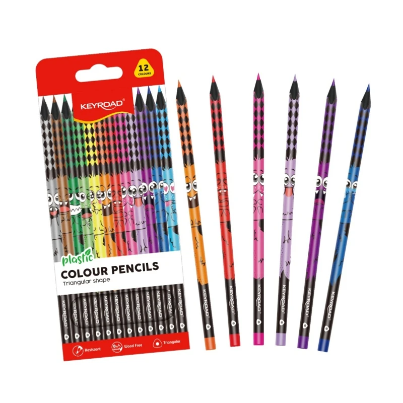Kredki ołówkowe KEYROAD Black-Cute, trójkątne, wzór zwierzęcy, 12 kolorów
KR972515