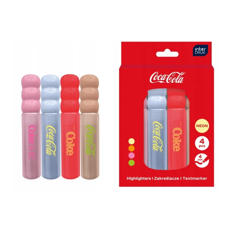 Zakreślacze 4 kol. w pudełku Coca-Cola mix 2 3105
