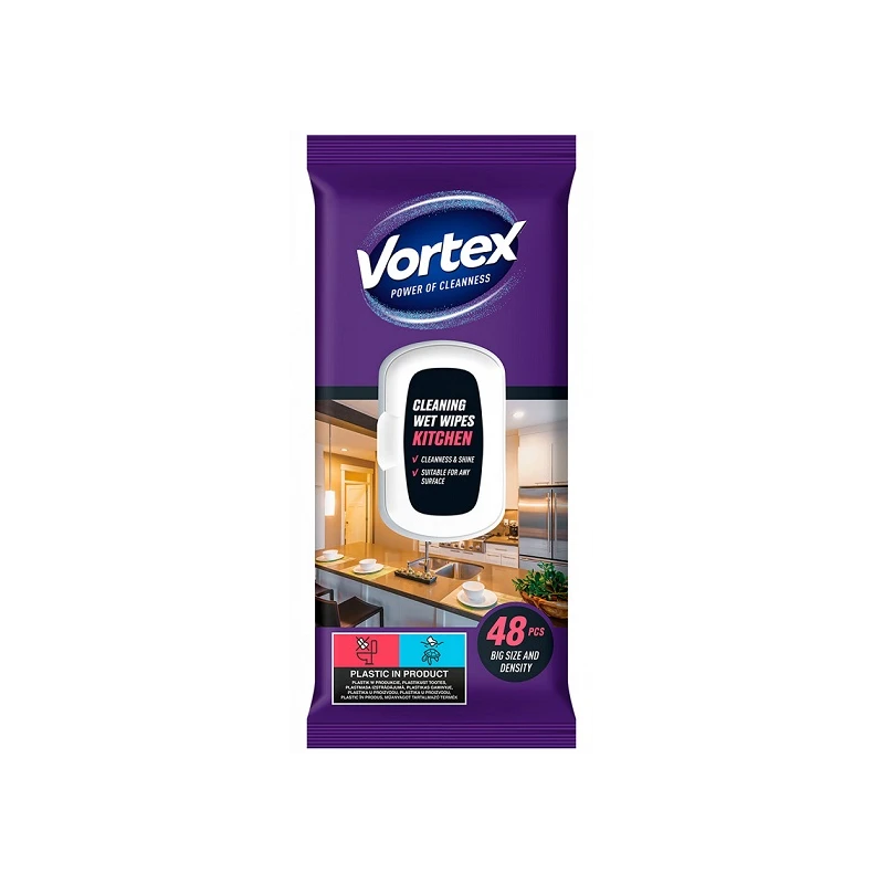 Chusteczki nawilżane VORTEX, do kuchni, z klapką, 48 szt.
BS-VR-641257
