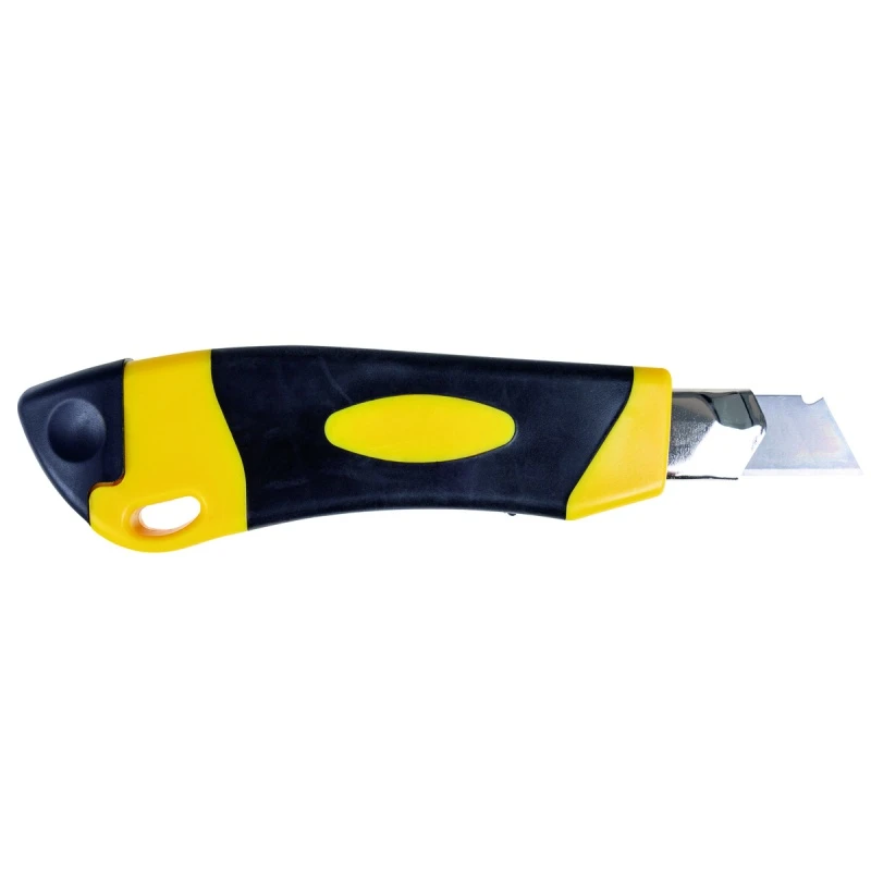NÓŻ PAKOWY OFFICE PRODUCTS PROFESSIONAL, GUMOWA RĘKOJEŚĆ, Z BLOKADĄ, ŻÓŁTO-CZARNY