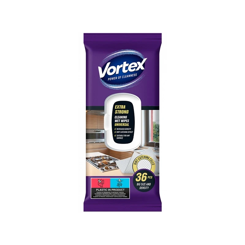 Chusteczki nawilżane VORTEX, uniwersalne, extra strong, z klapką, 36 szt.
BS-VR-662757