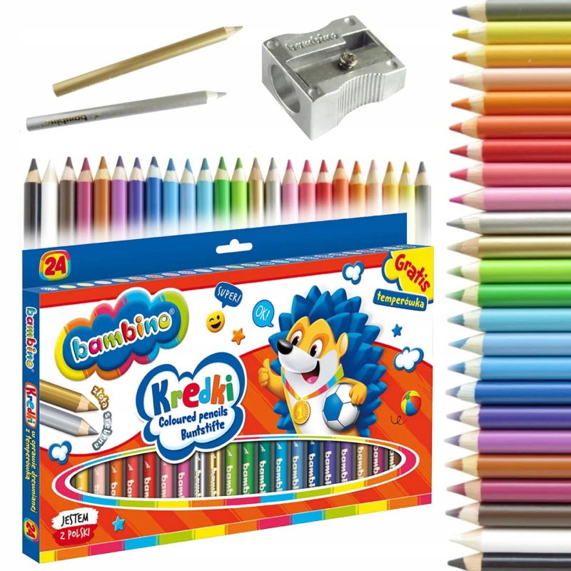 KREDKI BAMBINO 24KOL DREWNIANE + TEMPERÓWKA