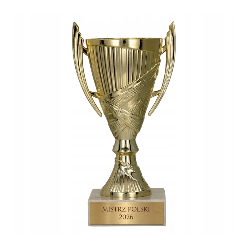Puchar Plastikowy Złoty Trofeum TABLICZKA Z GRAWEREM GRATIS 13,5 cm