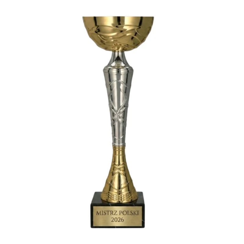 Puchar Metalowy Złoty Trofeum TABLICZKA Z GRAWEREM GRATIS 45,5 cm
