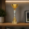 Puchar Metalowy Złoty Trofeum EMBLEMAT I TABLICZKA Z GRAWEREM GRATIS 27 cm