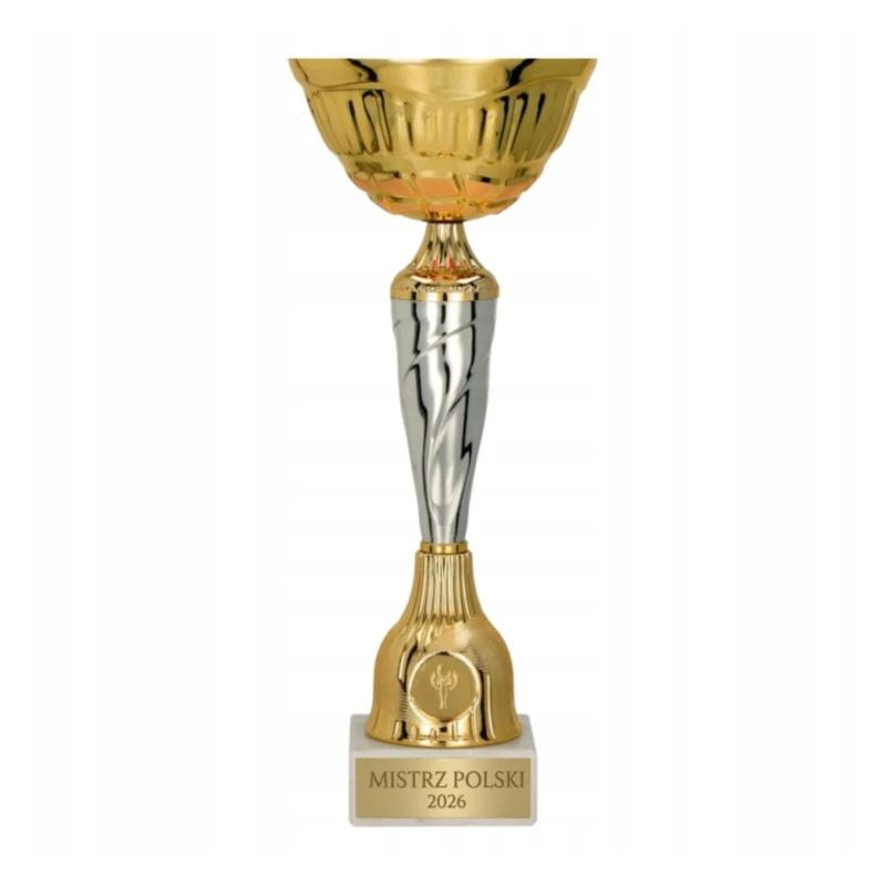 Puchar Metalowy Złoty Trofeum EMBLEMAT I TABLICZKA Z GRAWEREM GRATIS 25 cm