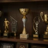 Puchar Metalowy Złoty Trofeum TABLICZKA Z GRAWEREM GRATIS 21 cm