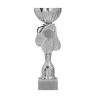 Puchar Metalowy Srebrny EMBLEMAT I TABLICZKA Z GRAWEREM GRATIS 20,5 CM