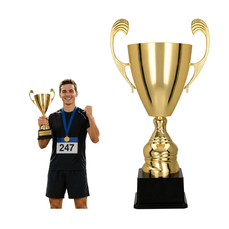 Puchar Metalowy Złoty Trofeum Uniwersalne TABLICZKA Z GRAWEREM GRATIS 40 cm