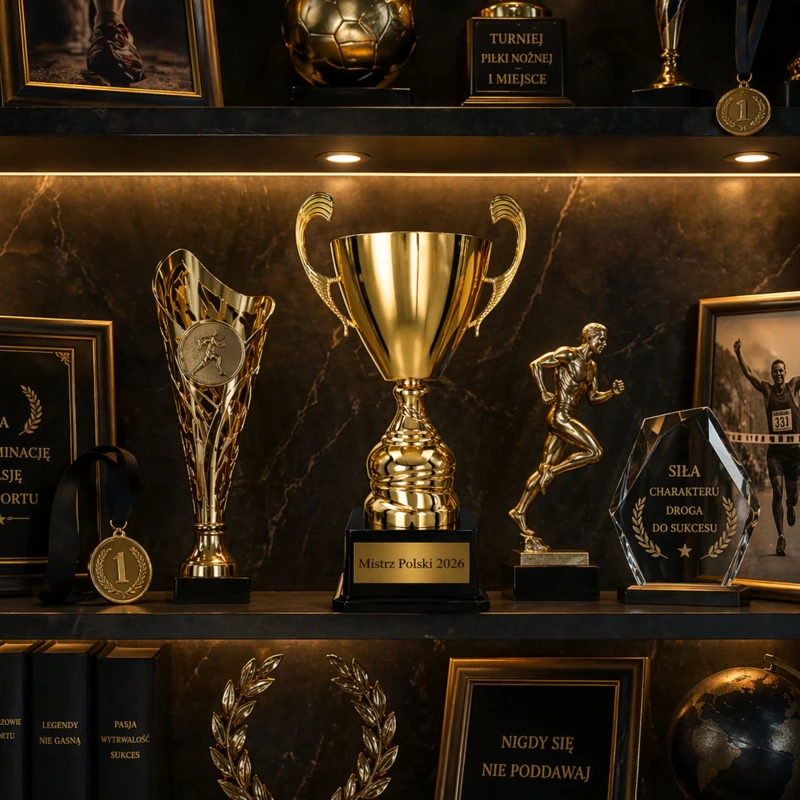 Puchar Metalowy Złoty Trofeum Uniwersalne TABLICZKA Z GRAWEREM GRATIS 40 cm