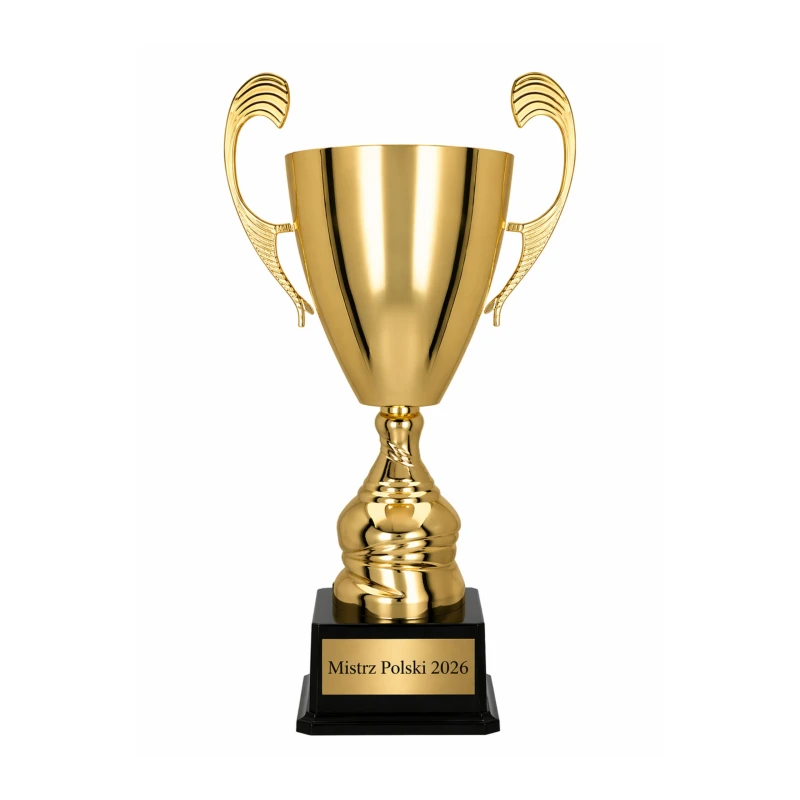 Puchar Metalowy Złoty Trofeum Uniwersalne TABLICZKA Z GRAWEREM GRATIS 40 cm