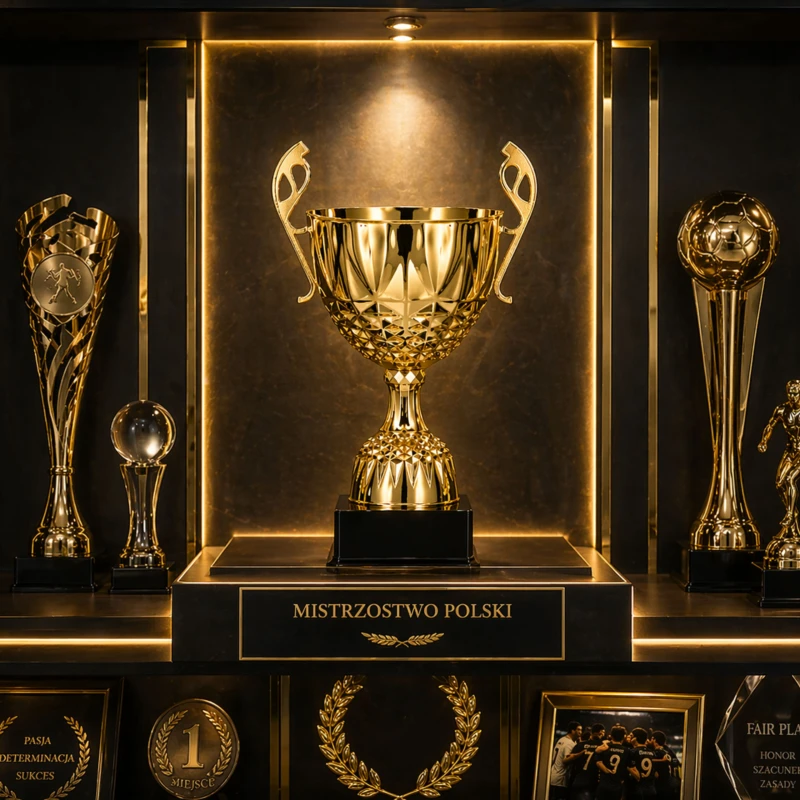 Puchar Metalowy Złoty Trofeum Uniwersalne I Miejsce TABLICZKA Z GRAWEREM GRATIS 28,5 cm