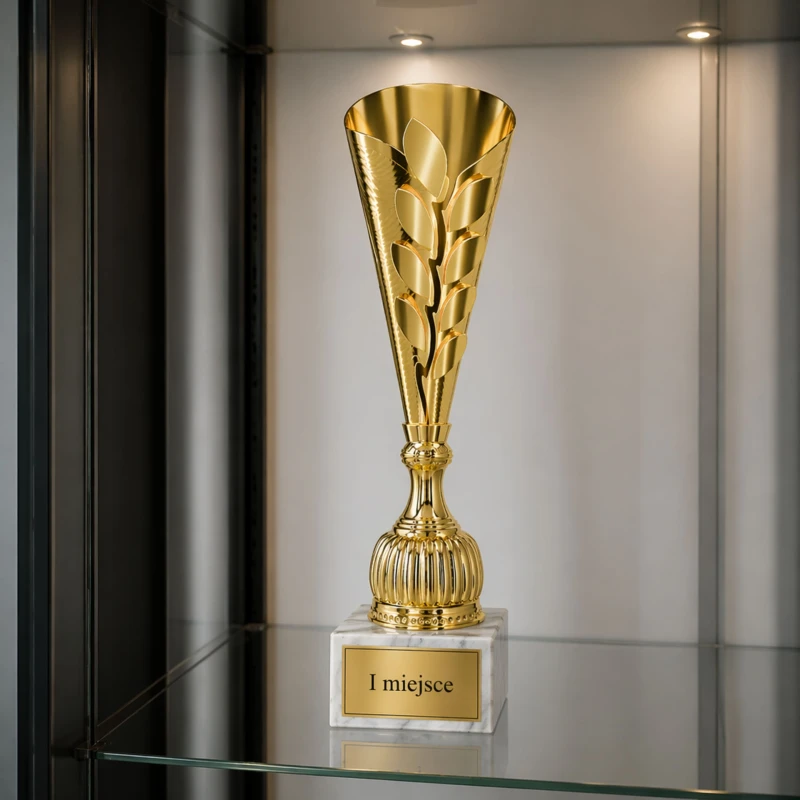 Puchar Plastikowy Złoty Trofeum TABLICZKA Z GRAWEREM GRATIS 38,5 cm