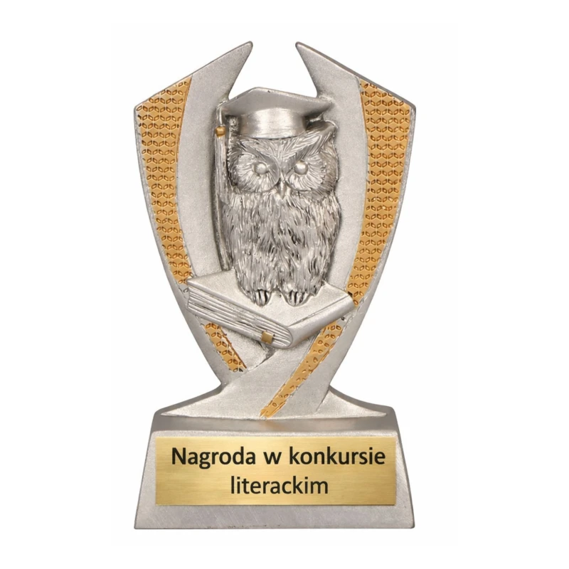 Statuetka Srebrna Odlewana Mądra Sowa TABLICZKA Z GRAWEREM GRATIS 10 cm